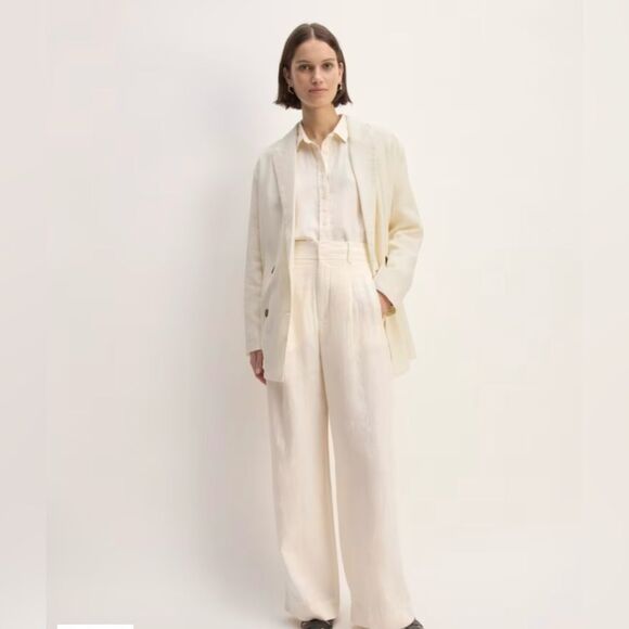 NWT Everlane linen double breasted blazer in cream size 4 - Picture 2 of 8
